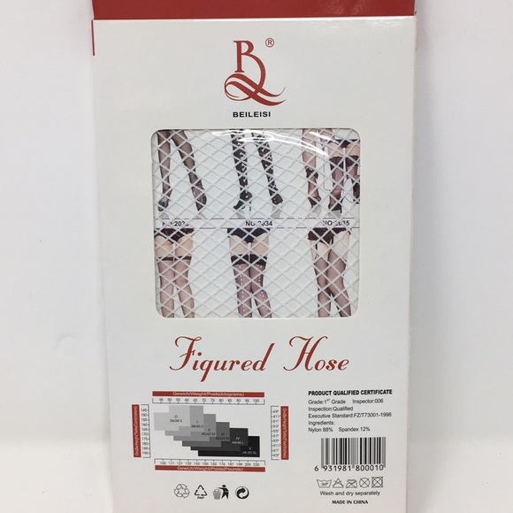 BEILEISI WHITE FISH NET THIGH HI - Picture 2 of 3